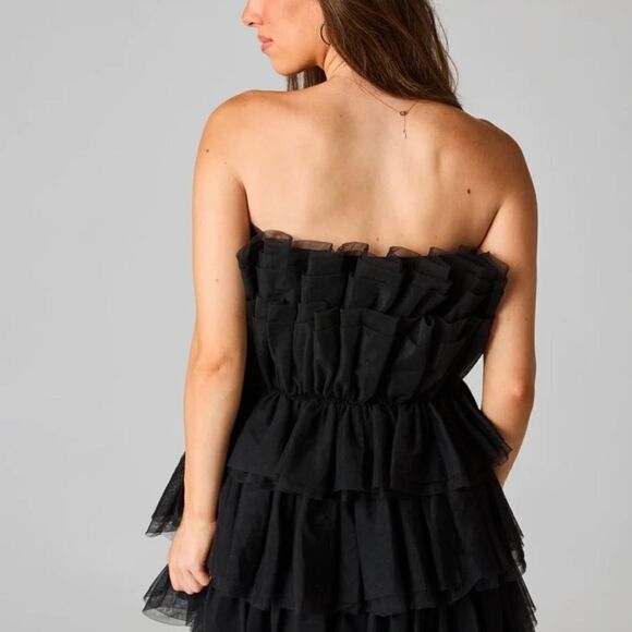 Buddylove powder puff strapless tulle mini dress black-xs - Picture 5 of 10